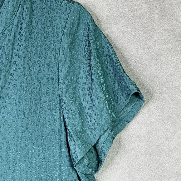 Maeve Anthropologie Tania Sacha Jacquard Tiered Knee-Length Dress Medium Green - Picture 4 of 10